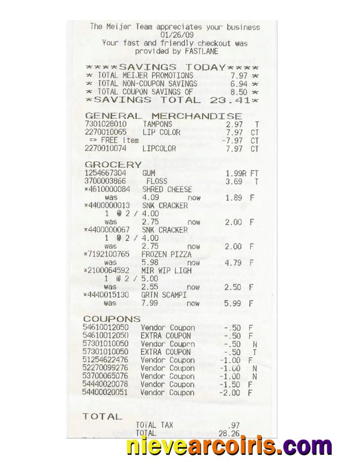 THE MEIJER TEAM receipt template